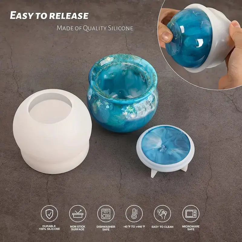 Silicone Mold with Lid for DIY Crystal Drop Epoxy Resin
