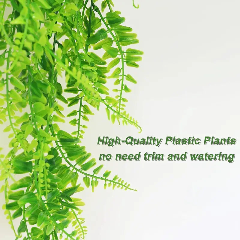 Artificial hanging Boston Fern plants