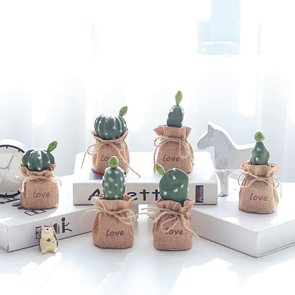 Mini Cactus en Maceta - Decoración Artificial para el Escritorio