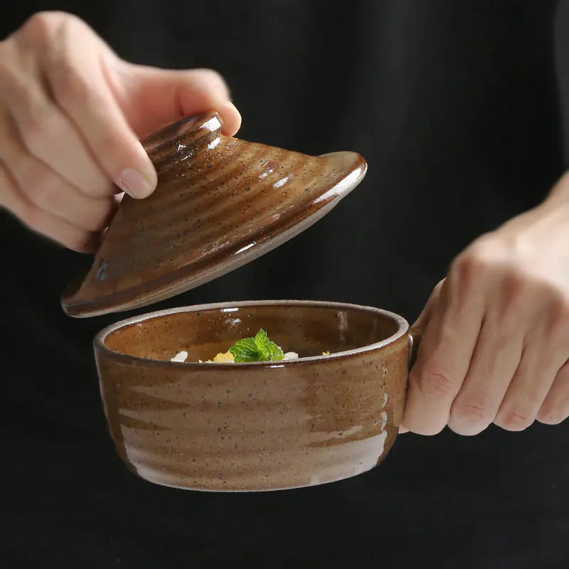 Microwave-safe clay casserole dish