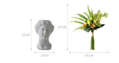 Ceramic Flowerpot and Vase Statue