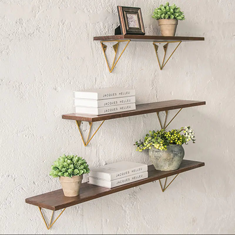 Rustic Iron and Wood Wall-Mounted Shelf Unit