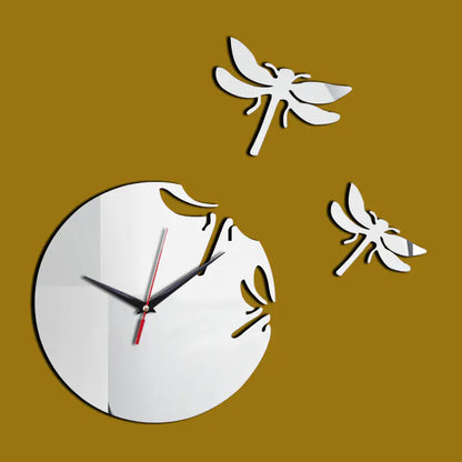 Acrylic Wall Clock with Dragonfly Design
