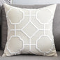 Embroidered Linen Cushion Cover with Geometric Design