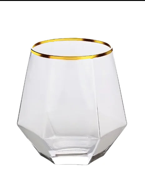 Copa de Whisky de Cristal Hexagonal y Diamante