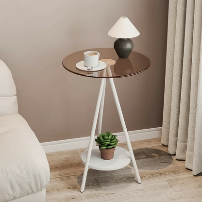 Iron Side Table with Double Layer of Glass