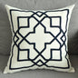 Embroidered Linen Cushion Cover with Geometric Design