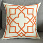 Embroidered Linen Cushion Cover with Geometric Design