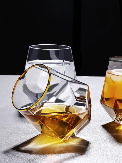 Copa de Whisky de Cristal Hexagonal y Diamante