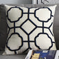 Embroidered Linen Cushion Cover with Geometric Design
