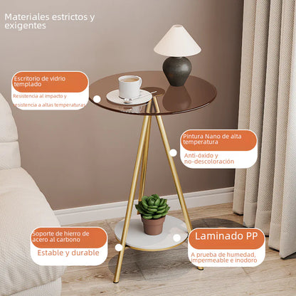 Iron Side Table with Double Layer of Glass