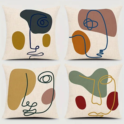 4 Pieces of Colored Linen Pillowcases