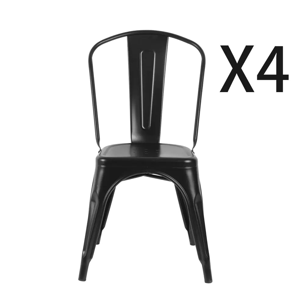 Iron Dining Chair Set in White, Black and Red (4 Pieces)