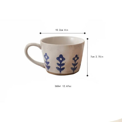 Taza Pequeña de Café para tu Infusión con Flor Azul Artesanal