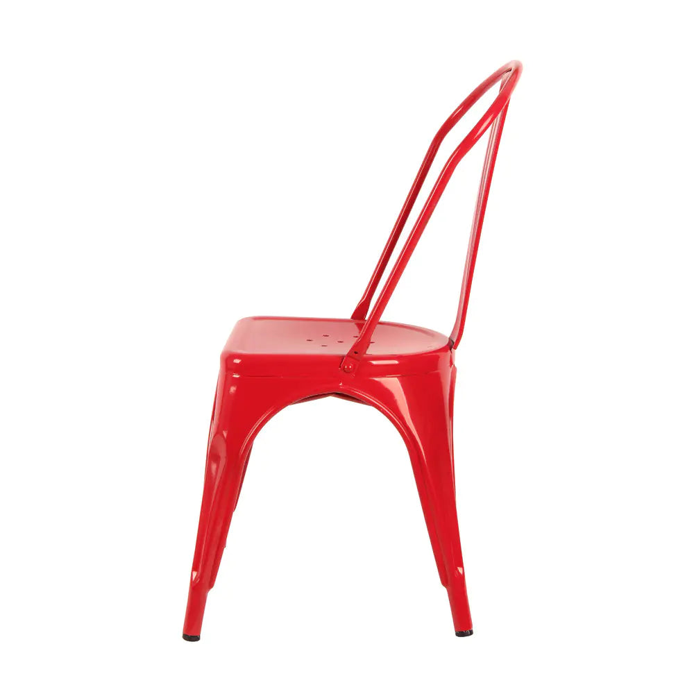 Iron Dining Chair Set in White, Black and Red (4 Pieces)