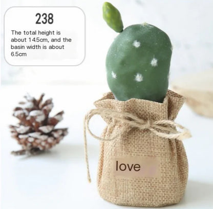 Mini Cactus en Maceta - Decoración Artificial para el Escritorio
