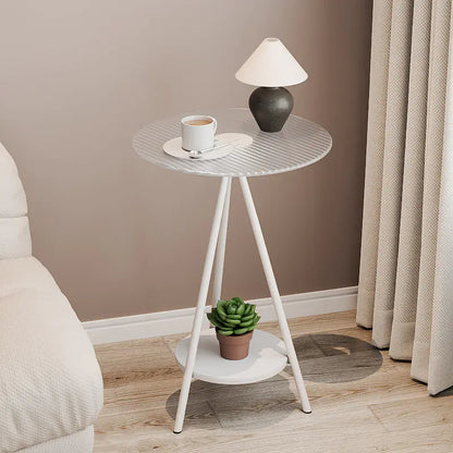 Iron Side Table with Double Layer of Glass