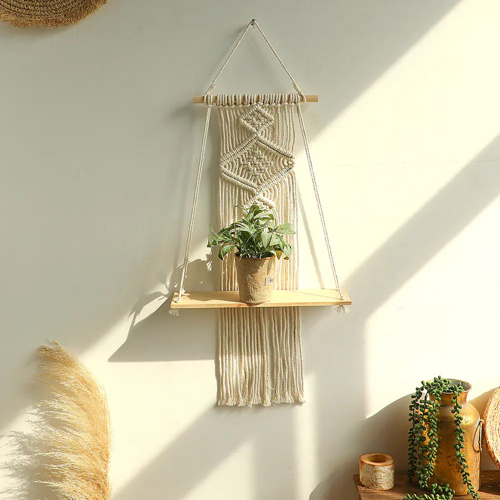 Bohemian Woven Tapestry Wall Shelf