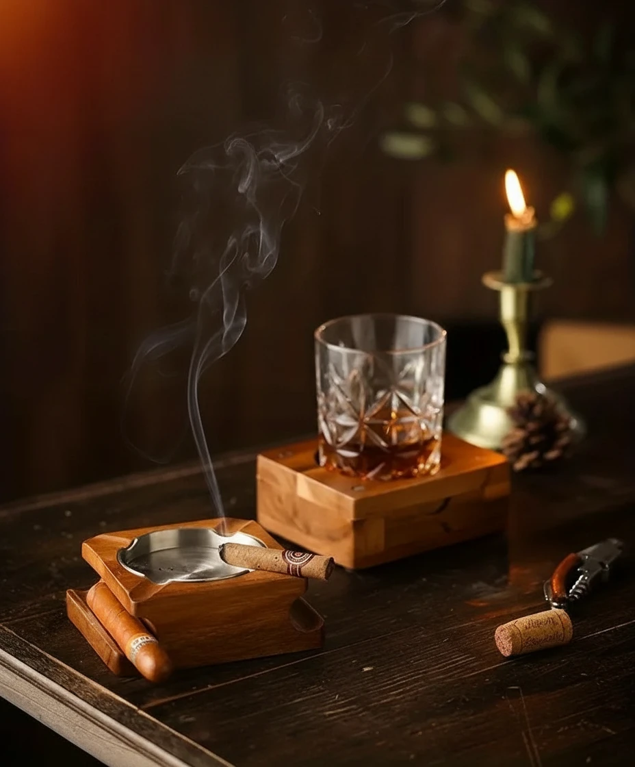 Wooden Coasters and Cigar Holder