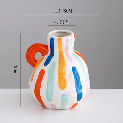 Ceramic Vase with Vertical Stripe Design