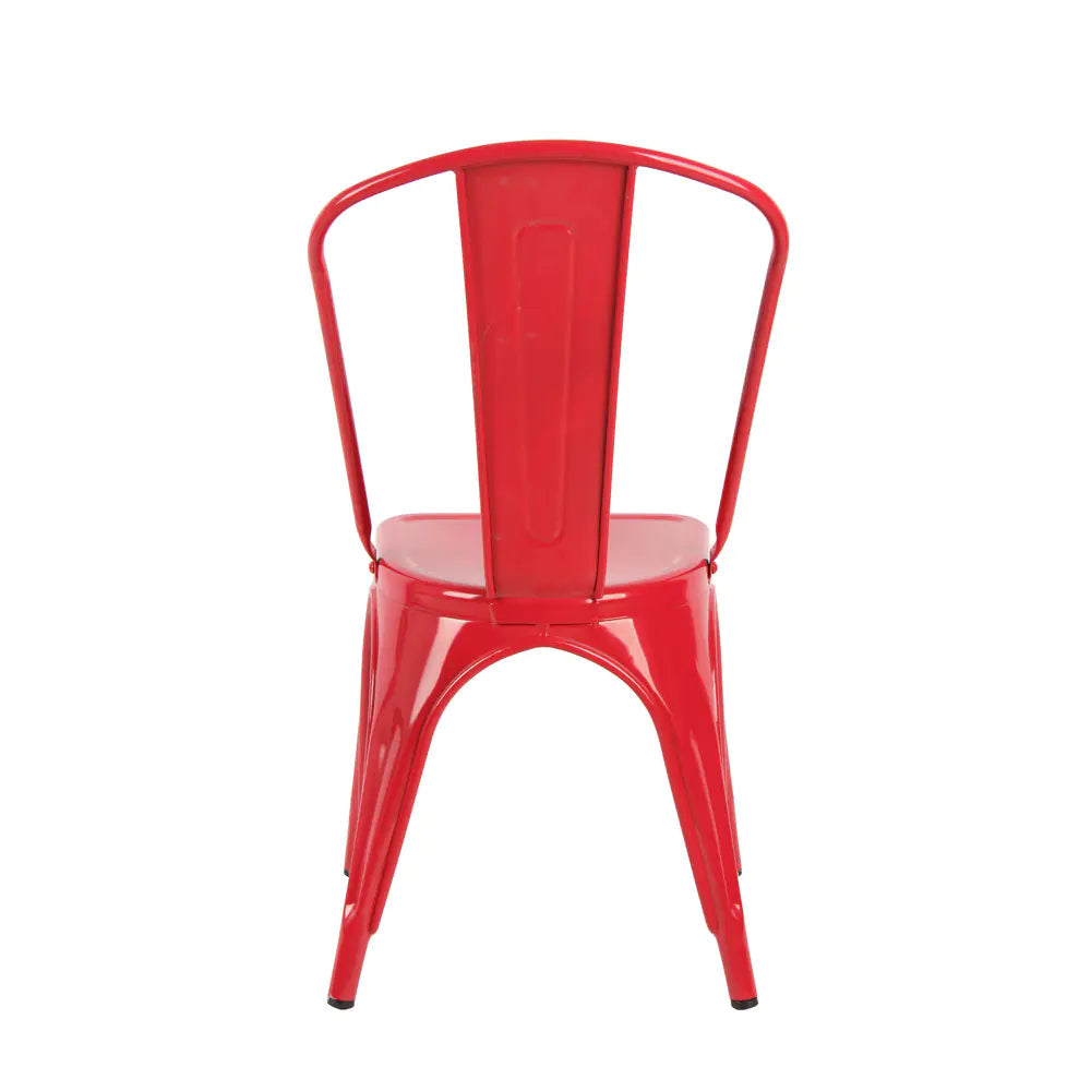 Iron Dining Chair Set in White, Black and Red (4 Pieces)