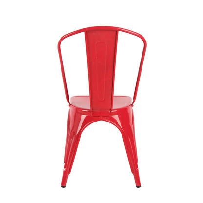 Iron Dining Chair Set in White, Black and Red (4 Pieces)