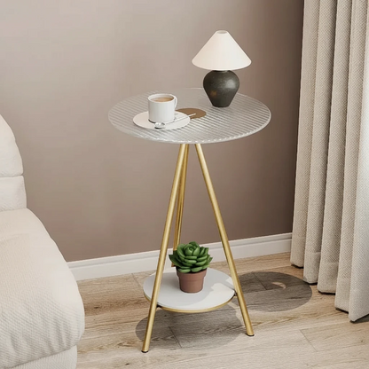 Iron Side Table with Double Layer of Glass