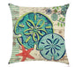 Blue Linen Pillowcase Sea Life Wind
