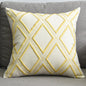Embroidered Linen Cushion Cover with Geometric Design