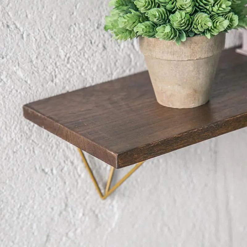 Rustic Iron and Wood Wall-Mounted Shelf Unit