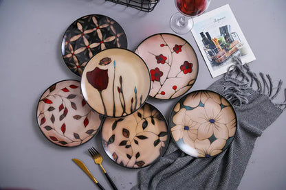 Hand-Painted Ceramic Plate with Flowers 
