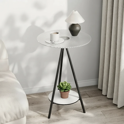 Iron Side Table with Double Layer of Glass