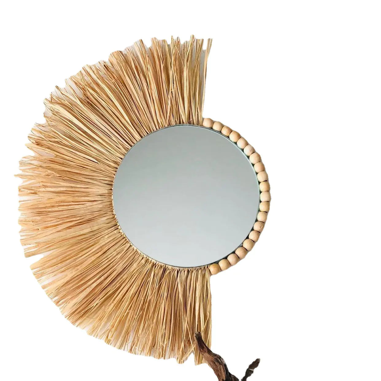 Moroccan Wooden Beaded Woven Mirror