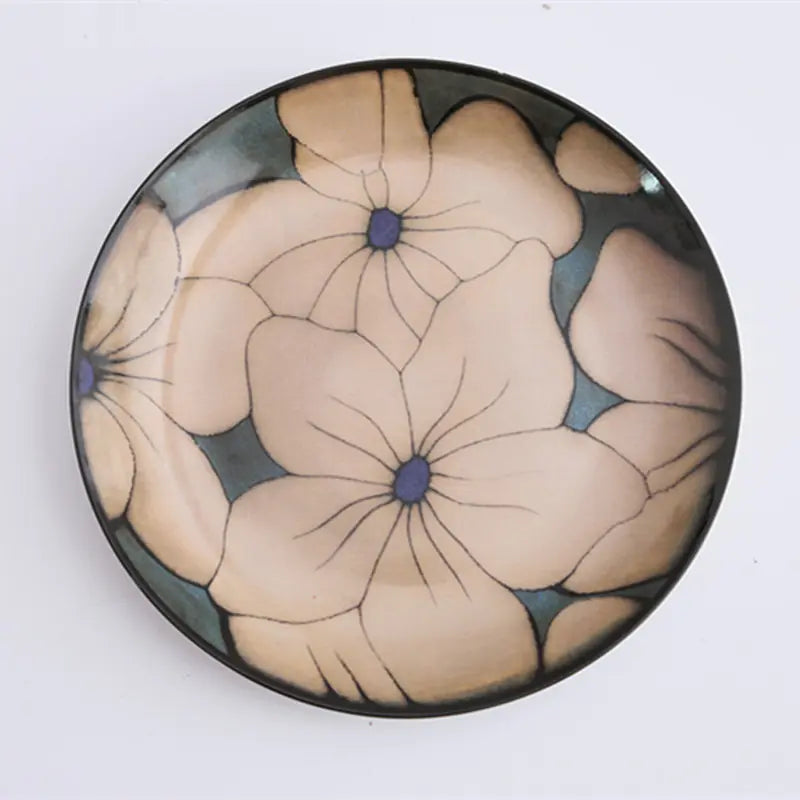 Hand-Painted Ceramic Plate with Flowers 