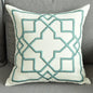 Embroidered Linen Cushion Cover with Geometric Design