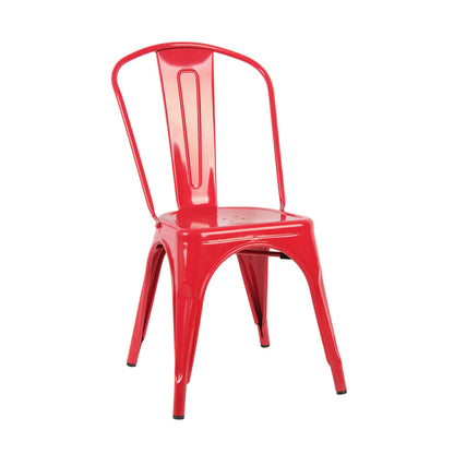 Iron Dining Chair Set in White, Black and Red (4 Pieces)