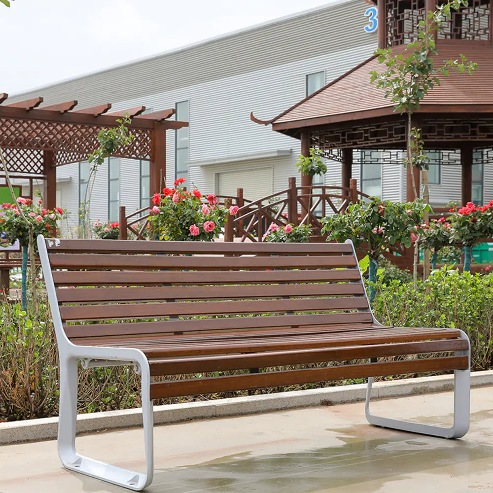 Aluminum and wood bench