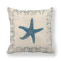Blue Linen Pillowcase Sea Life Wind