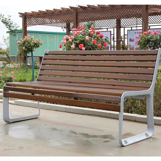 Aluminum and wood bench