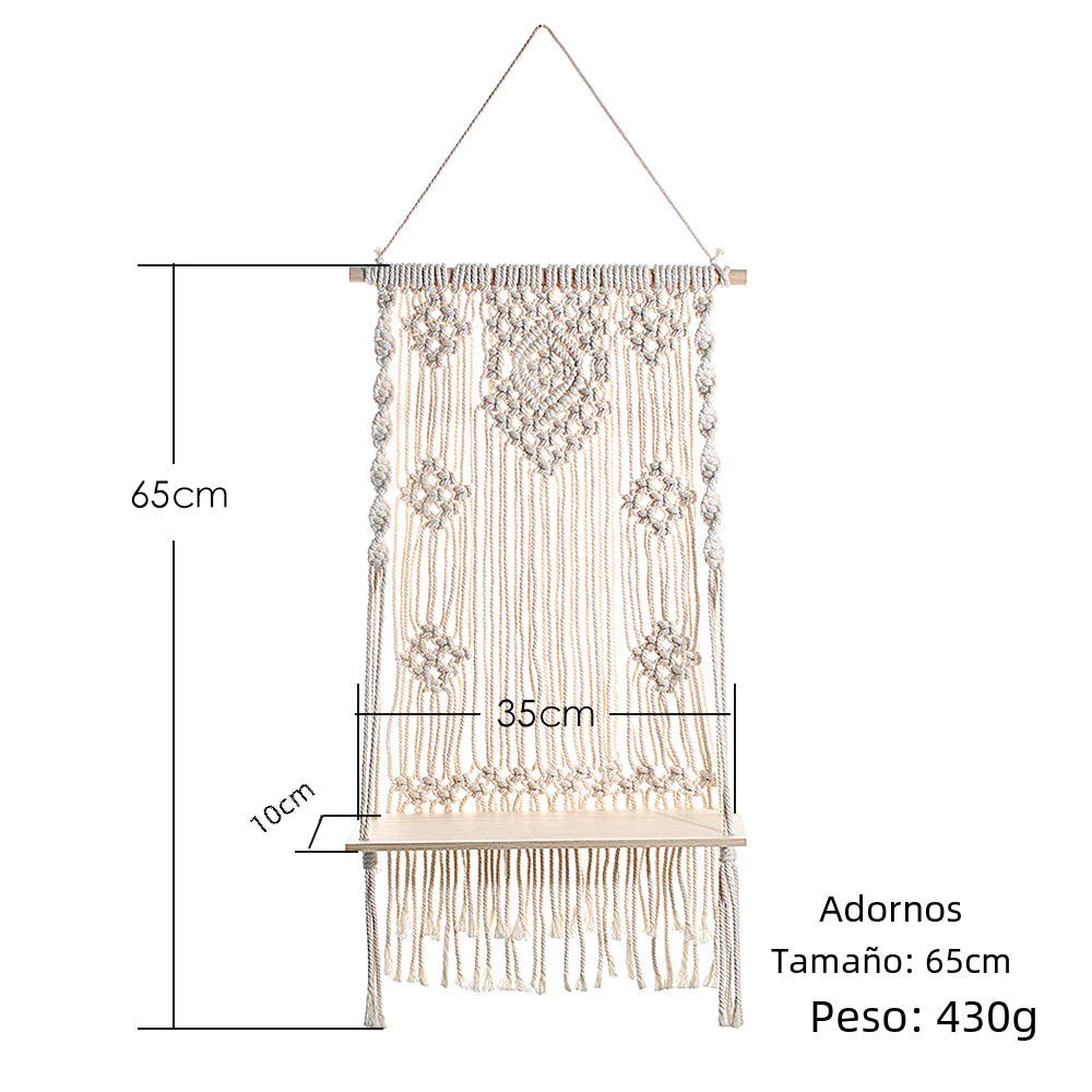 Bohemian Woven Tapestry Wall Shelf