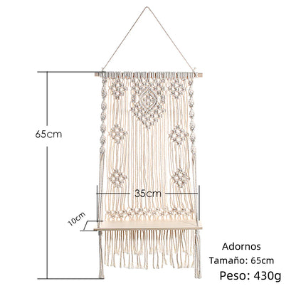 Bohemian Woven Tapestry Wall Shelf