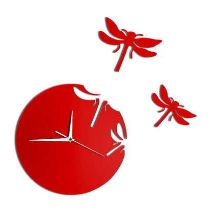 Acrylic Wall Clock with Dragonfly Design