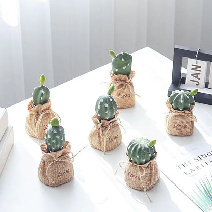 Mini Cactus en Maceta - Decoración Artificial para el Escritorio