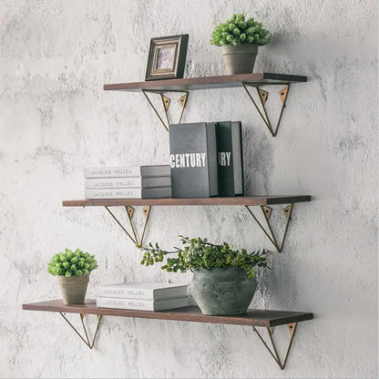 Rustic Iron and Wood Wall-Mounted Shelf Unit