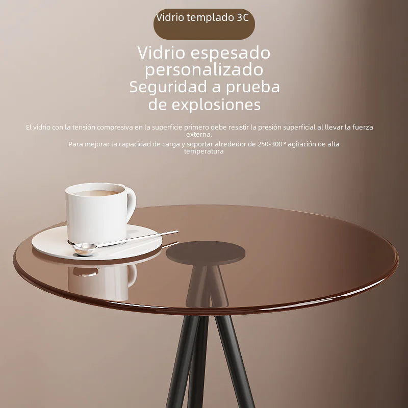 Iron Side Table with Double Layer of Glass