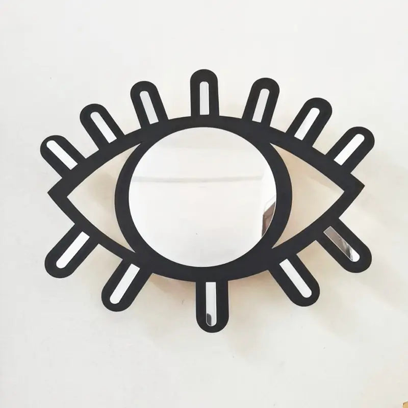 Nordic Wooden Eye-Shaped Wall Mirror for Room Decoration