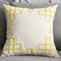 Embroidered Linen Cushion Cover with Geometric Design