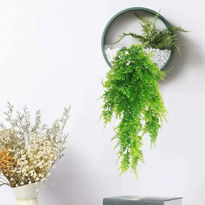 Artificial hanging Boston Fern plants