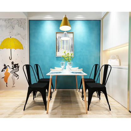 Iron Dining Chair Set in White, Black and Red (4 Pieces)