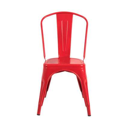 Iron Dining Chair Set in White, Black and Red (4 Pieces)